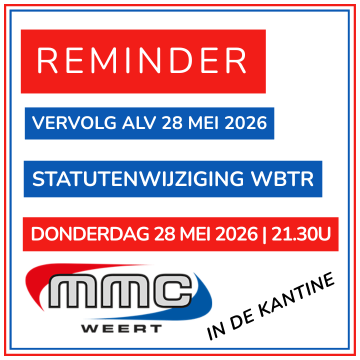 REMINDER | vervolg -ALV statutenwijziging WBTR- | 28 mei 2026